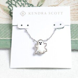 New Kendra Scott White Mother-of-Pearl Ghost Necklace Silver